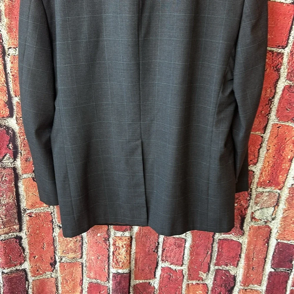 Bill Blass Menswear Vintage Blazer Suit Jacket Size 44 R Gray Plaid